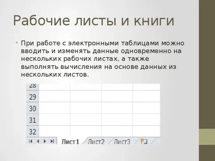 Рабочая книга электронная таблица
