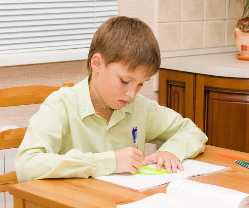 He is already doing his homework