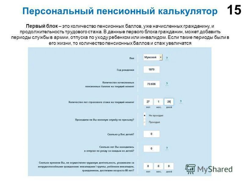 Как рассчитать пенсию калькулятор пенсионного. Расчет пенсии калькулятор. Пенсионный калькулятор пенсии. ПФР пенсионный калькулятор.