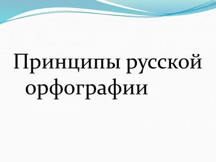 Принципы русской орфографии лекция