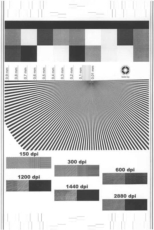 Тест печати лазерного принтера Canon. Test Chart для лазерного принтера черный.