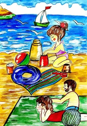Рисунок море карандашом 1 класс