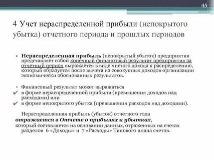 Нераспределенная прибыль непокрытый убыток отчетного года