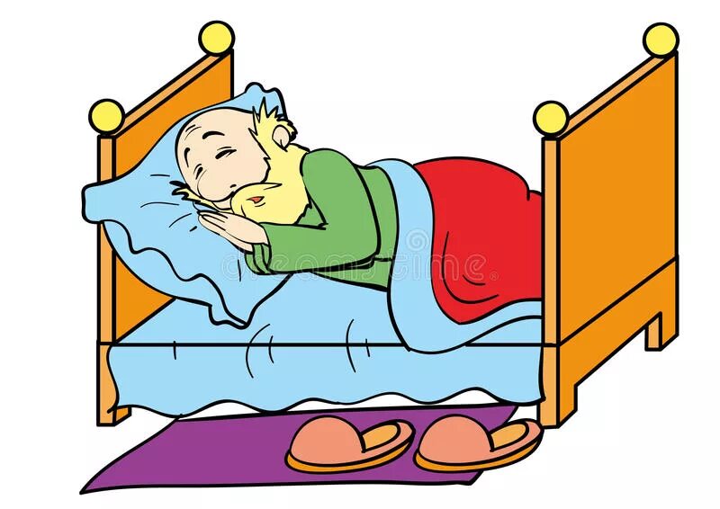 Grandpa is in the bedroom. Sleeping для детей. Кровать рисунок для детей.