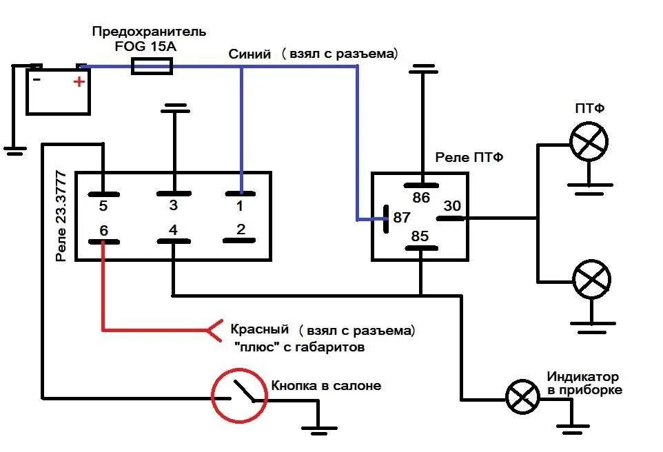 Схема подключения ПТФ ГАЗ 2410. Противотуманные фары с реле схема включения. Схема подключения подключения противотуманных фар. Реле противотуманных фар УАЗ. Как подключить птф через реле