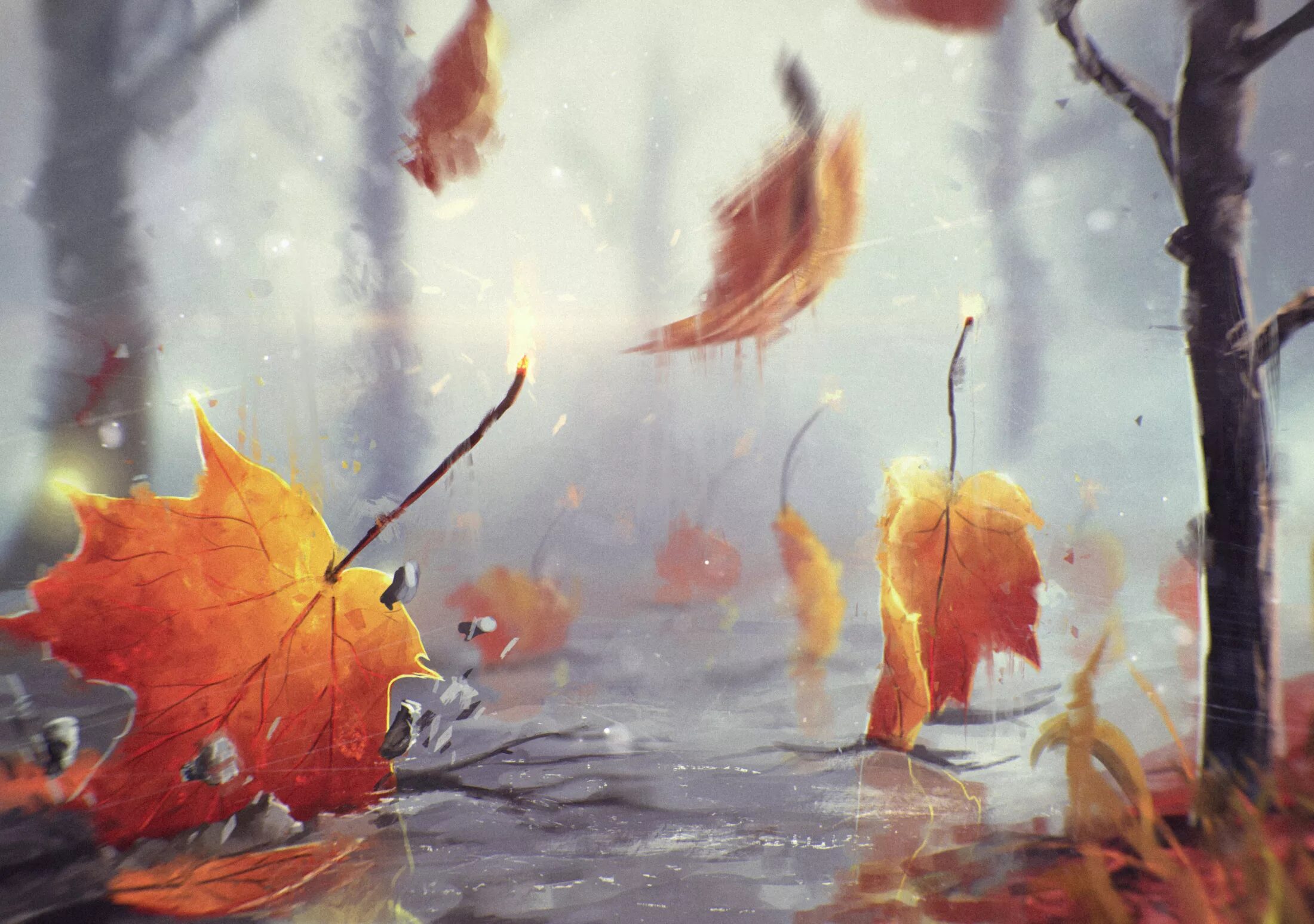 Дождливая осень. Осенние зарисовки. Осень дождь. Осенние листья живопись. Песня никаким ветрам