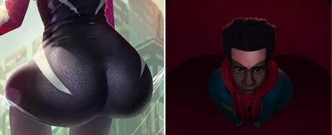 boob shadow, butt shadow, reaction image, prywinko, spider-gwen, ghost-spid...