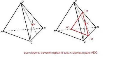 Через точку пересечения медиан грани bcd тетраэдра