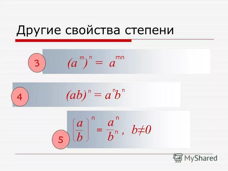 основные св ва степеней. степень с натуральным показателем формулы. -1 степень. а в степени n. правила степеней алгебра 9 класс.