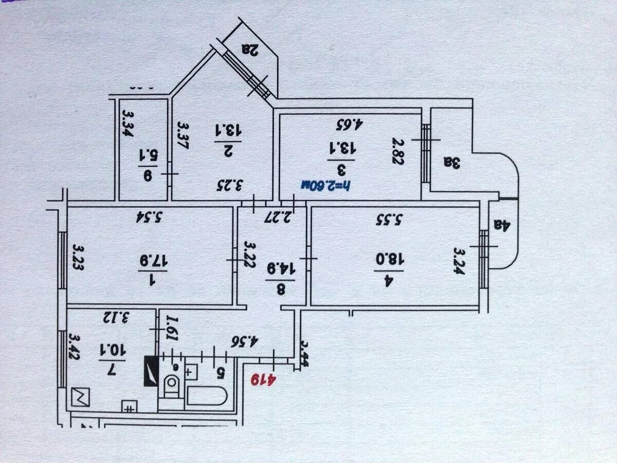 3 комнатная квартира планировка с размерами П44т трехкомнатная квартира
