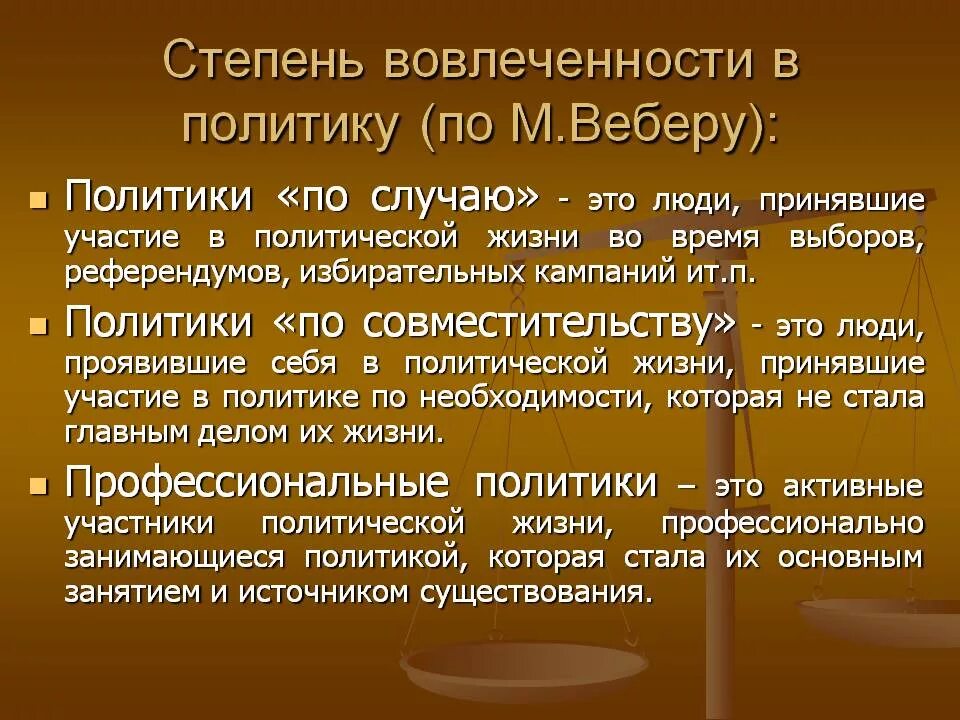 Политики по случаю примеры. Политика по совместительству. Степень вовлеченности в политику по Веберу. Политики по случаю политики по совместительству. Как принять участие в политике