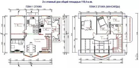 План 2 х этажного дома