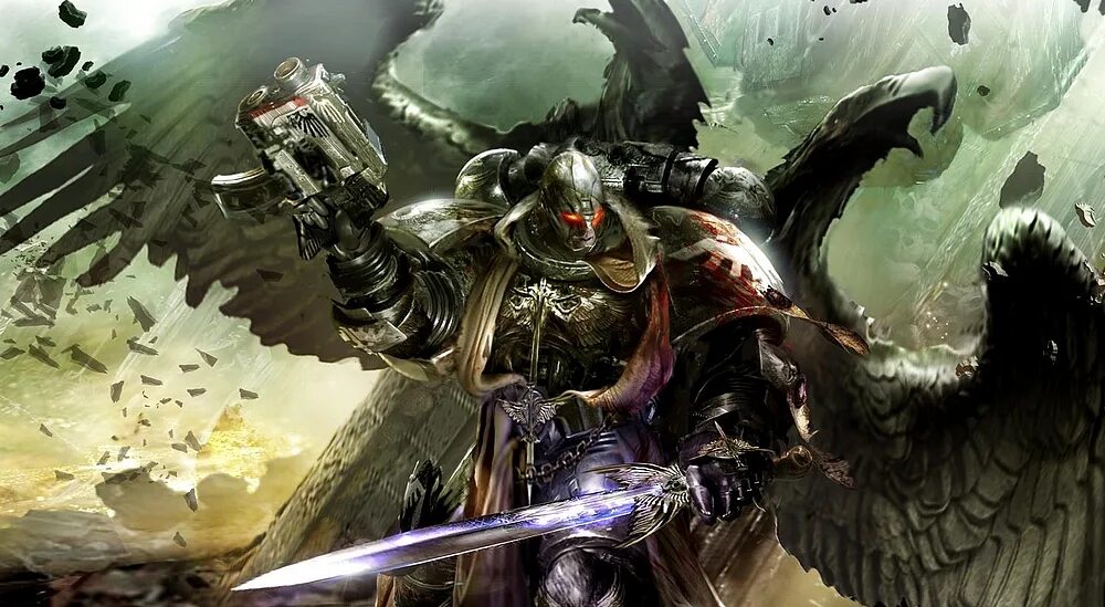 Падший вархаммер. Темные ангелы вархаммер 40000. тёмные ангелы warhammer 40000. темные ангелы вархаммер. азраил темный ангел вархаммер.