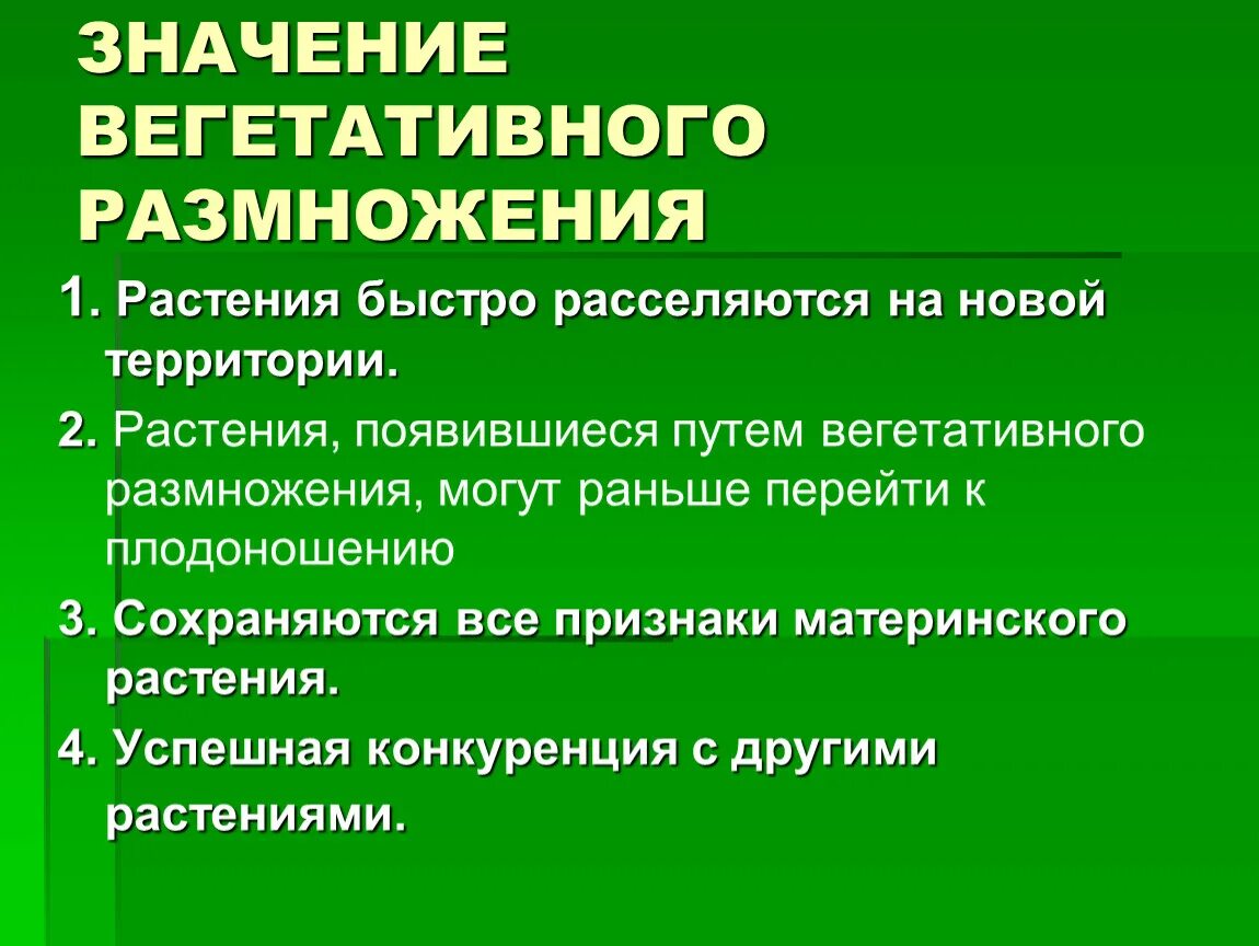 Сообщение о значении вегетативного размножения