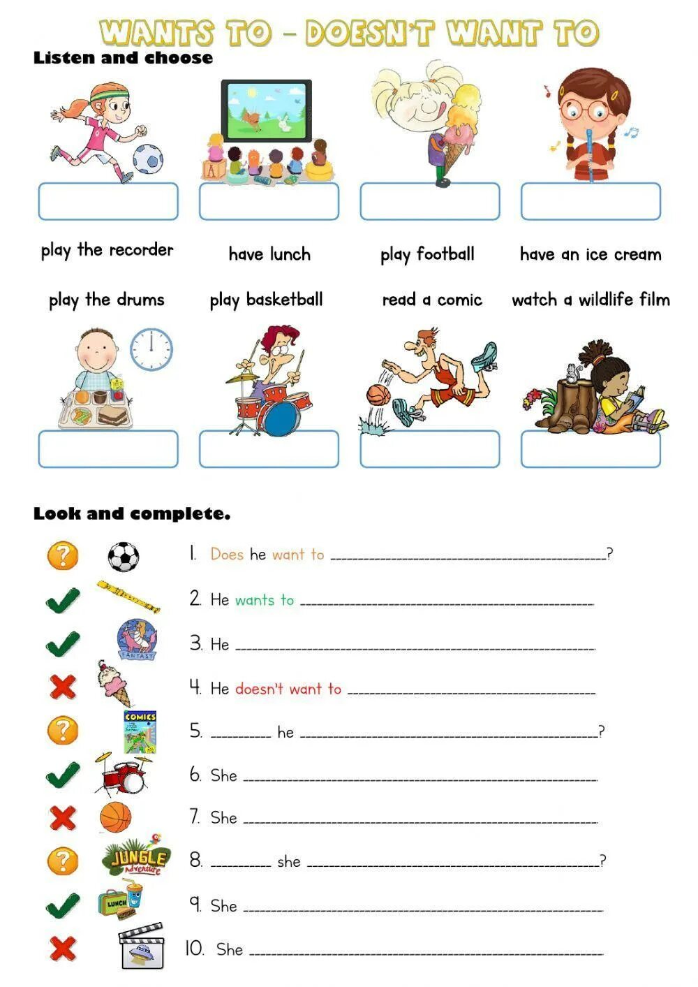 How to doesn t have. Want to упражнения. Want don't want Worksheet. Don't doesn't Worksheets for Kids. What do you want to do Worksheets.