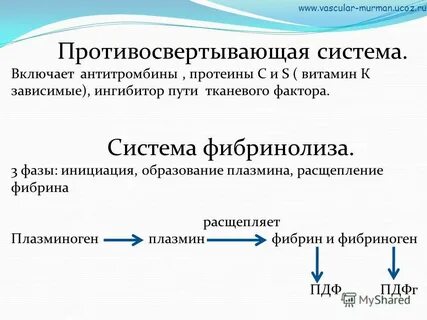 Противосвертывающее действие протеинов с и s