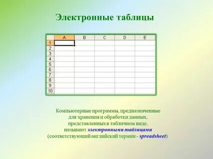 Что такое данные в электронной таблице