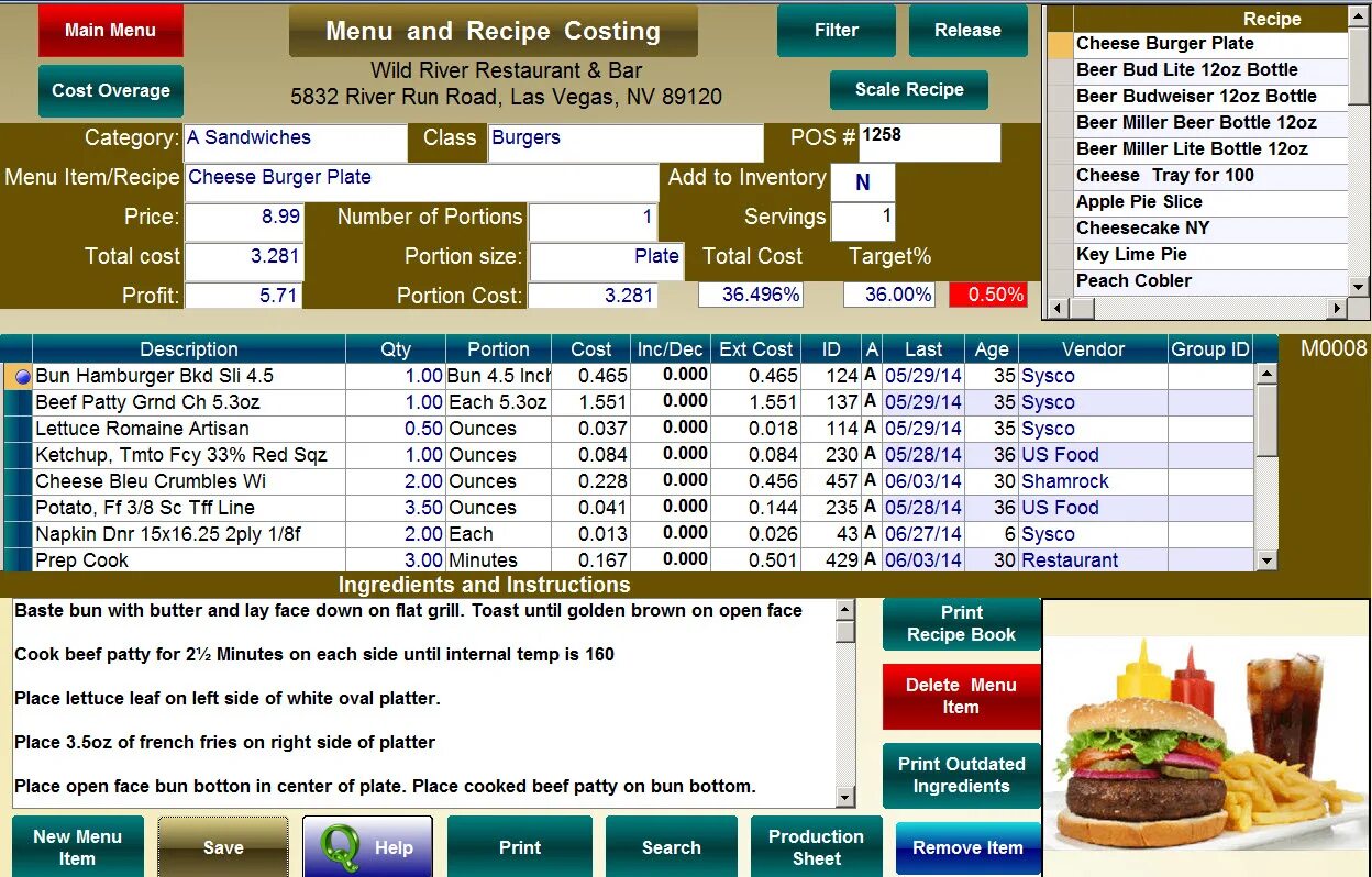 Food cost. Menu costs. Food Spreadsheet. Calculator food.