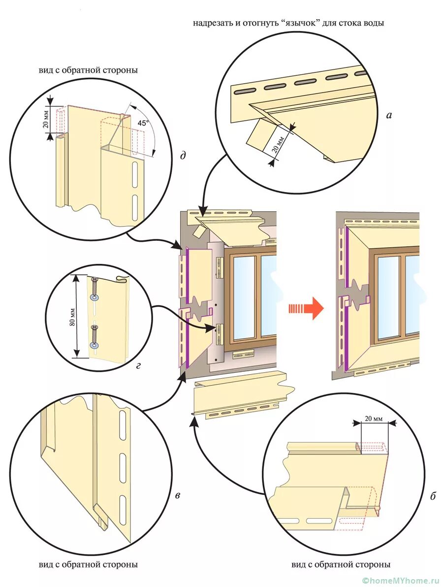 Пошаговый монтаж винилового сайдинга. Установка сайдинга схема монтажа. Крепление наличник j профиль сайдинга. Монтаж оконных проёмов сайдинга Docke. Наличник j-профиль схема монтажа.