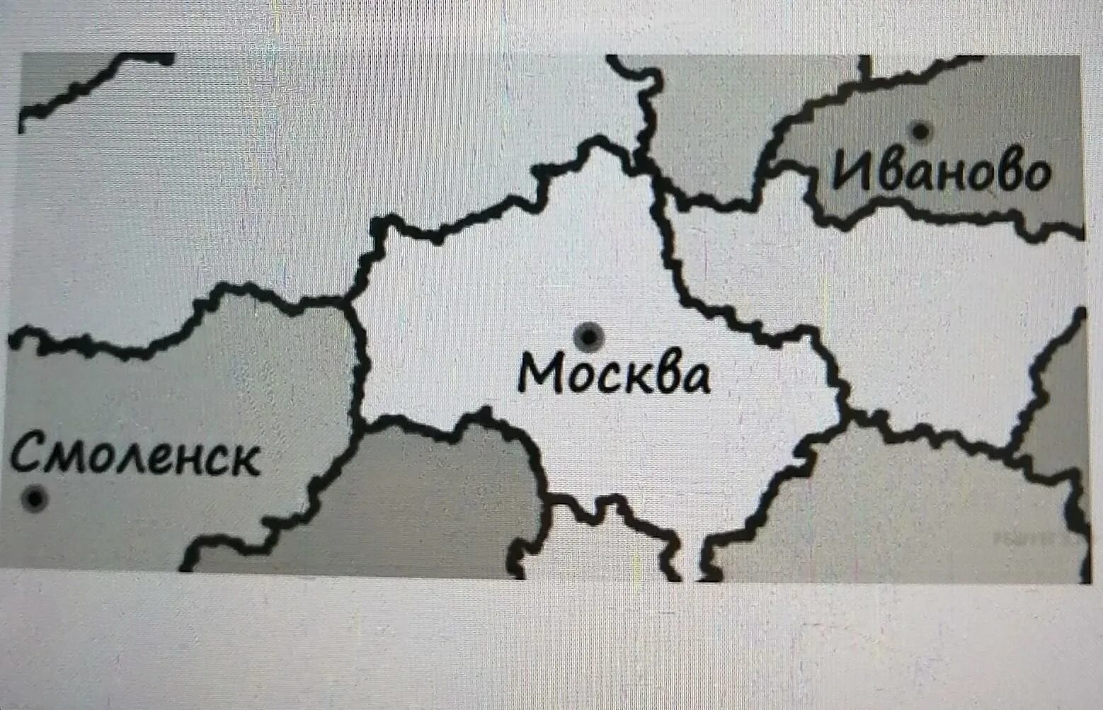 На рисунке изображена часть европейской части россии. На рисунке изображён фрагмент карты. На рисунке фрагмент карты европейской части. На отсунке изображен фрагмент карты европецскоц части Росси. На рисунке изображена карта европейской части России.