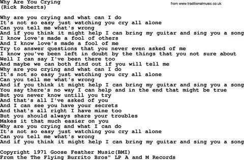 Why Are You Crying, by The Byrds - lyrics with pdf.