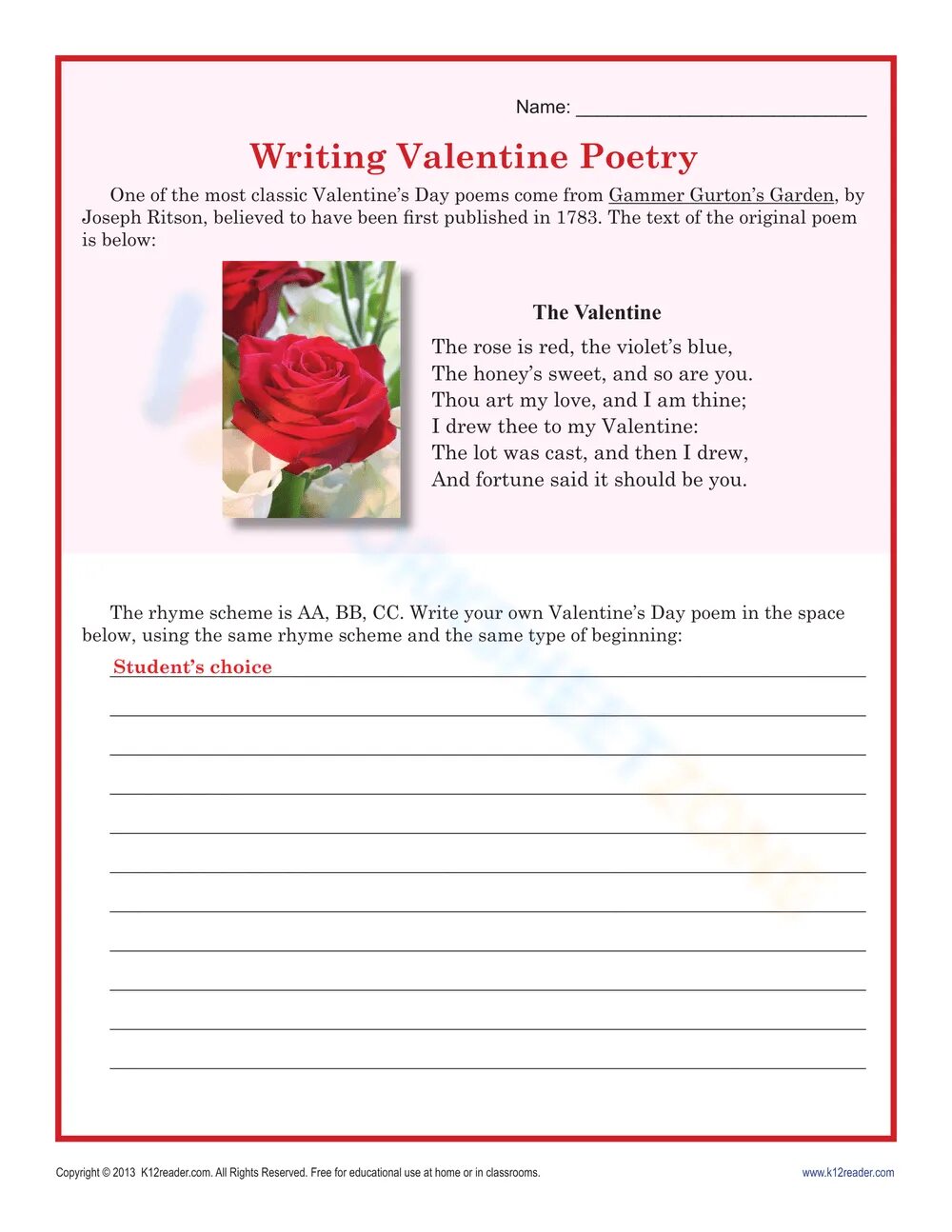 Writing valentines has a very. Writing poems. how to write a valentine. st valentine&#039;s day worksheets.