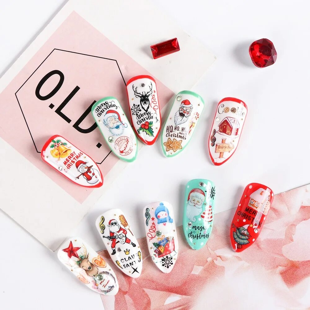 3д слайдер снежинки № ws114. слайдер laque ae-09. новогодние слайдеры для ногтей маникюр. новогодний маникюр с наклейками. маникюр со слайдерами снежинки.