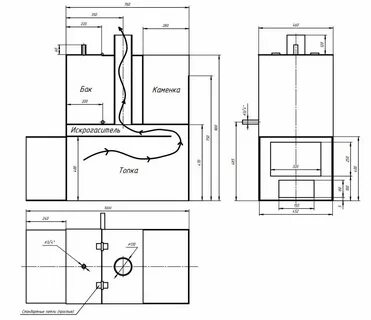 Печи для бани своими руками, чертеж, дровяные с баком. 