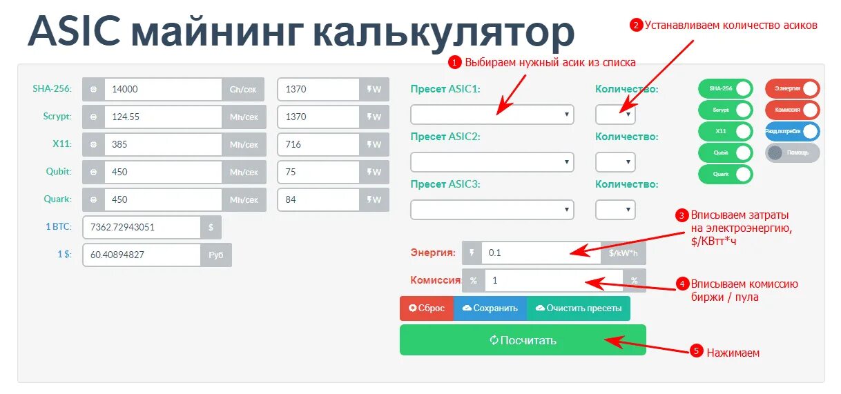 Окупаемость асиков калькулятор