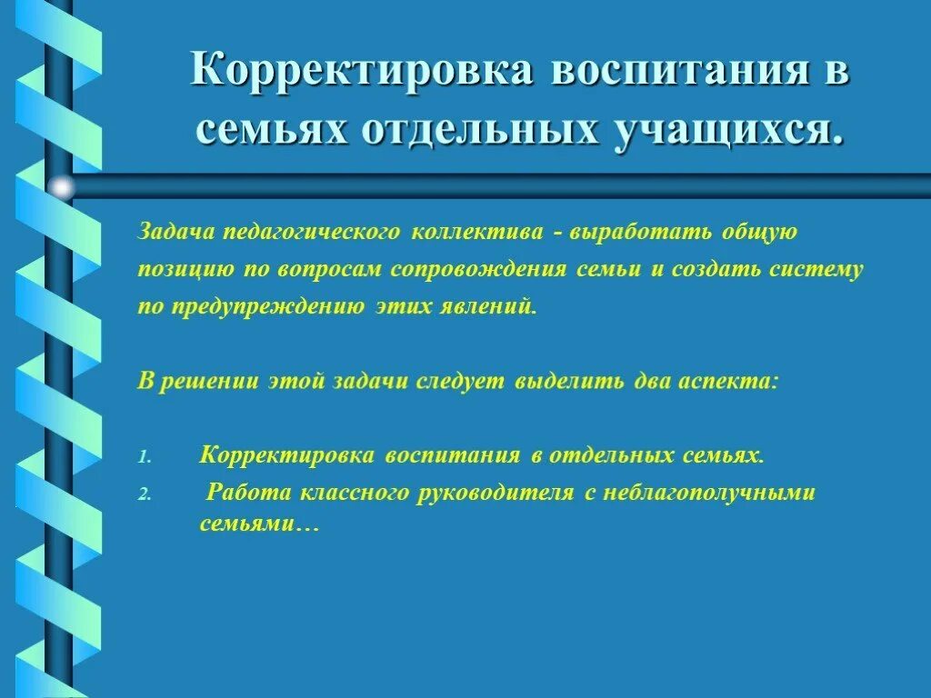 Отдельный воспитывать. Корректировка воспитания. Коррективы в системе воспитания. Разработка корректив в систему воспитания. Корректировка воспитания в семьях отдельных учащихся. Конспект.