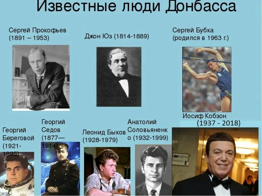 Наши выдающиеся соотечественники. Знаменитые люди Донбасса. Известные исторические личности. Известные деятели культуры. Известные люди Донецка.