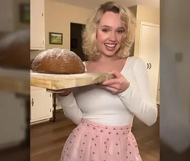 Tradwife Estee Williams poses with some home baking. 