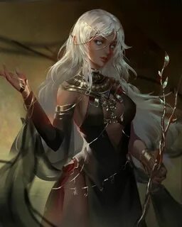 Dark Elf Woman, White Hair, Black Dress lx, s ser on ArtStation at.