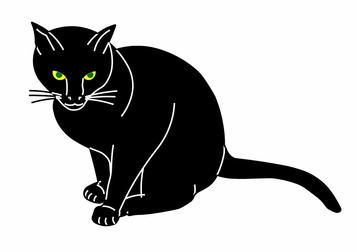 Как называется черный рисунок. Черная кошка. Черный кот рисунок. Черная кошка на белом фоне. Черный кот для детей.