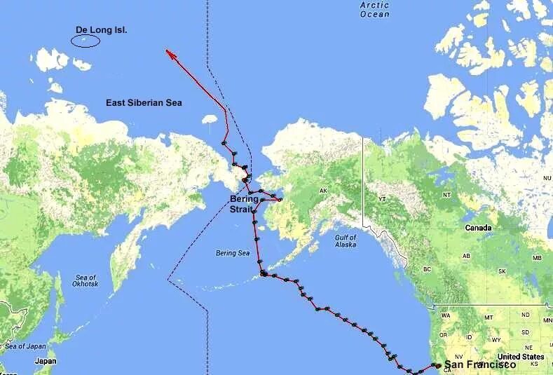 Берингов пролив на карте евразии