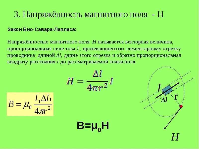 Напряженность h магнитного поля в центре. Расчет напряженности магнитного поля. Магнитная напряженность поля формула. Формула магнитной индукции био Савара Лапласа. Вектор магнитной индукции и напряженность магнитного поля.