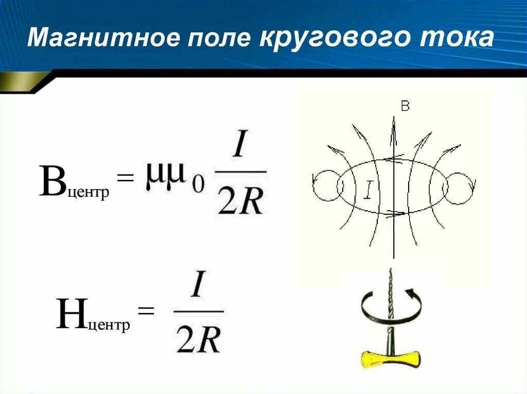 Индукция поля в центре кольца. Индукция магнитного кругового тока. Магнитная индукция поля кругового тока. Магнитное поле кругового тока формула. Вектор магнитной индукции кругового тока формула.