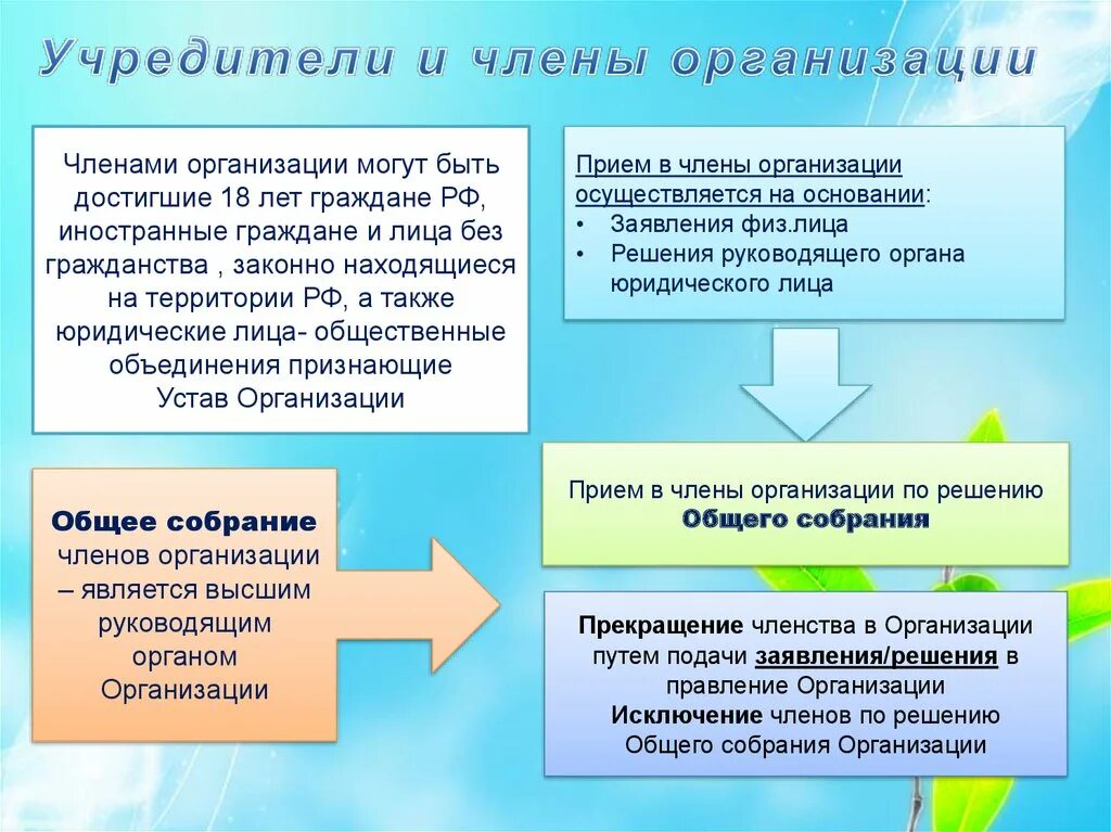 Отметьте членов организации