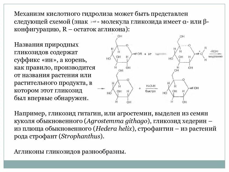 Гидролиз гликозидов. Щелочной гидролиз гликозидов. Механизм кислотного гидролиза. Кислотный гидролиз гликозидов. Гидролиз зависит от