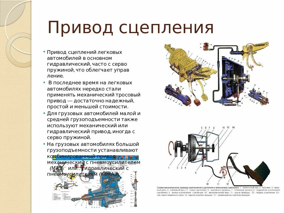 Типы приводов выключения сцепления. Схема механического привода сцепления. сцепление с тросовым приводом схема регулировки. механический привод выключения сцепления состоит из 3 частей. механический усилитель привода сцепления.