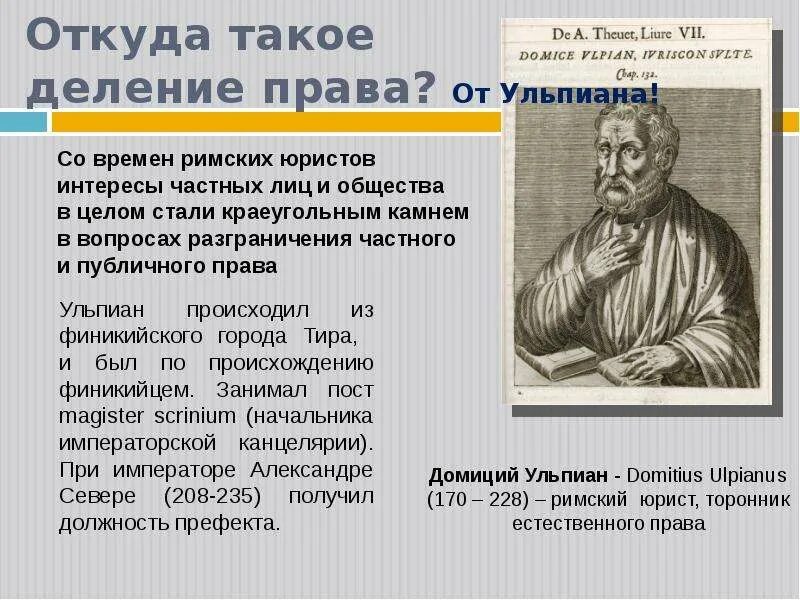 Ульпиан разделил право на. Ульпиан разделил право на