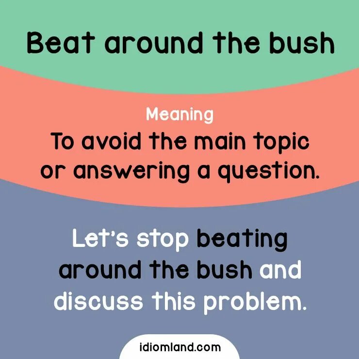 Main topics. To Beat around the Bush. Beating around the Bush. Beat around the Bush идиома. To Beat around the Bush idiom.