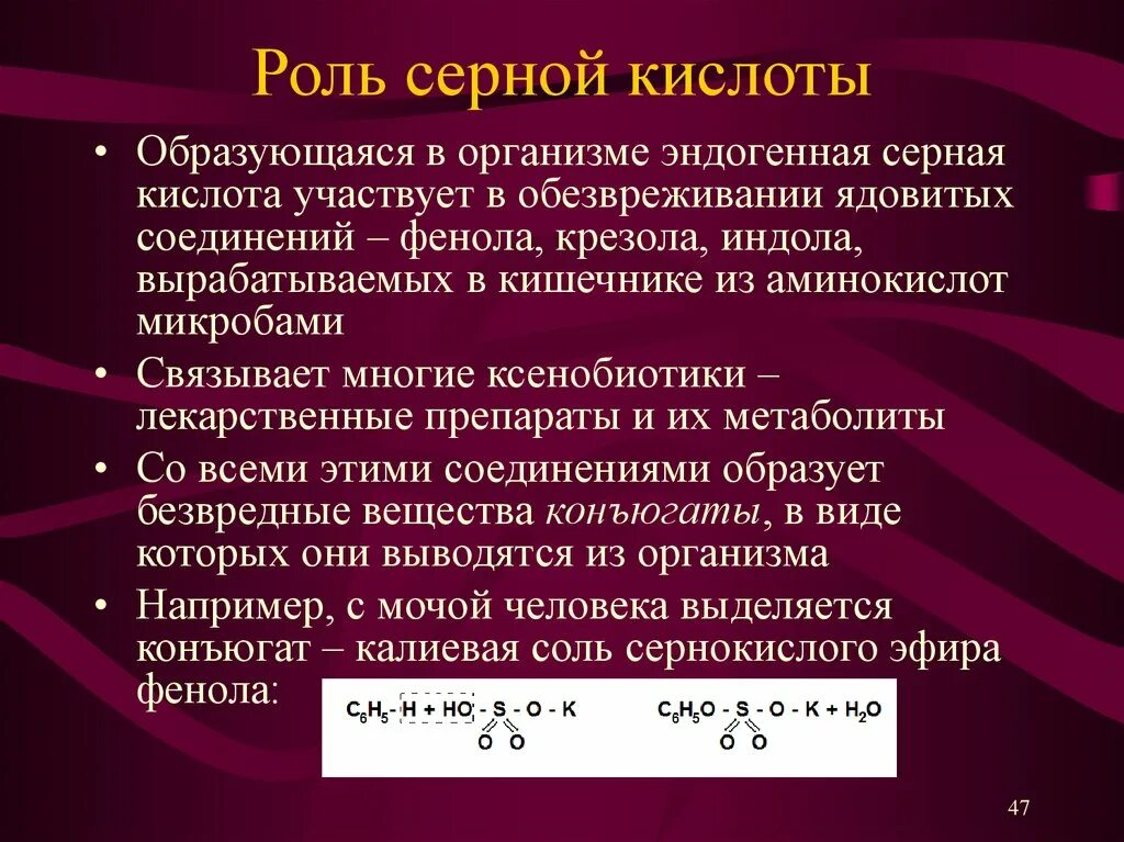 Роль серной кислоты в реакции