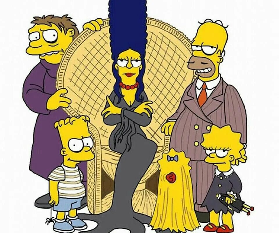 Семейка аддамс пародия. Семья Симпсонов. Гомер семейка Аддамс. Симпсоны семейка Аддамс. Симпсоны (the Simpsons) / 1989 — ....