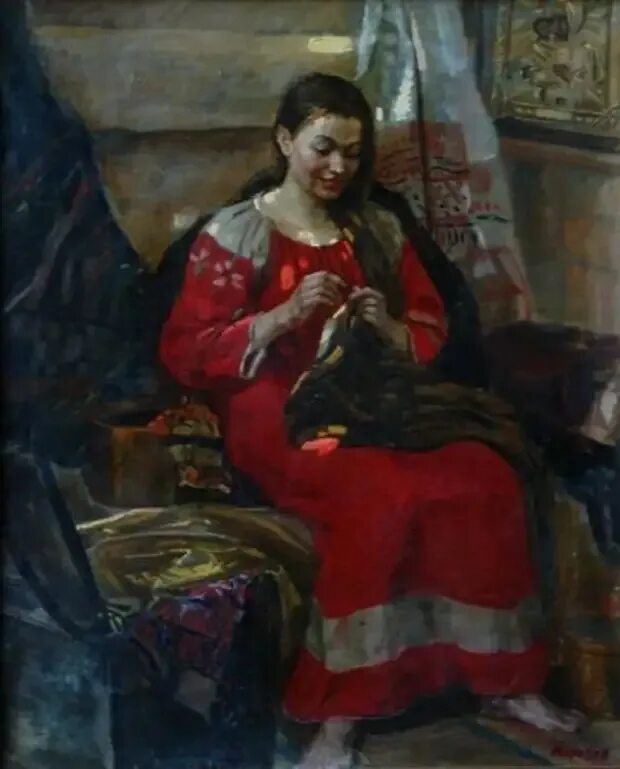 ван хейсен художник. швейная лого. женщина рукодельница. я выучусь шить а может и вышивать. австралийский художник ханс хейсен 1877-1968.