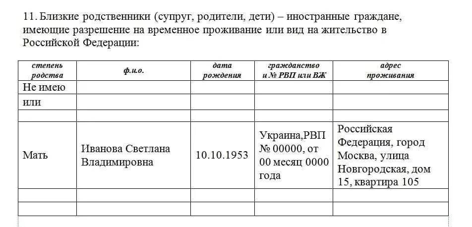 Справка о близких родственниках и свойственниках. Сведения о близких РВП бланк. Сведения о свойственниках образец заполнения. Список квоты на рвп