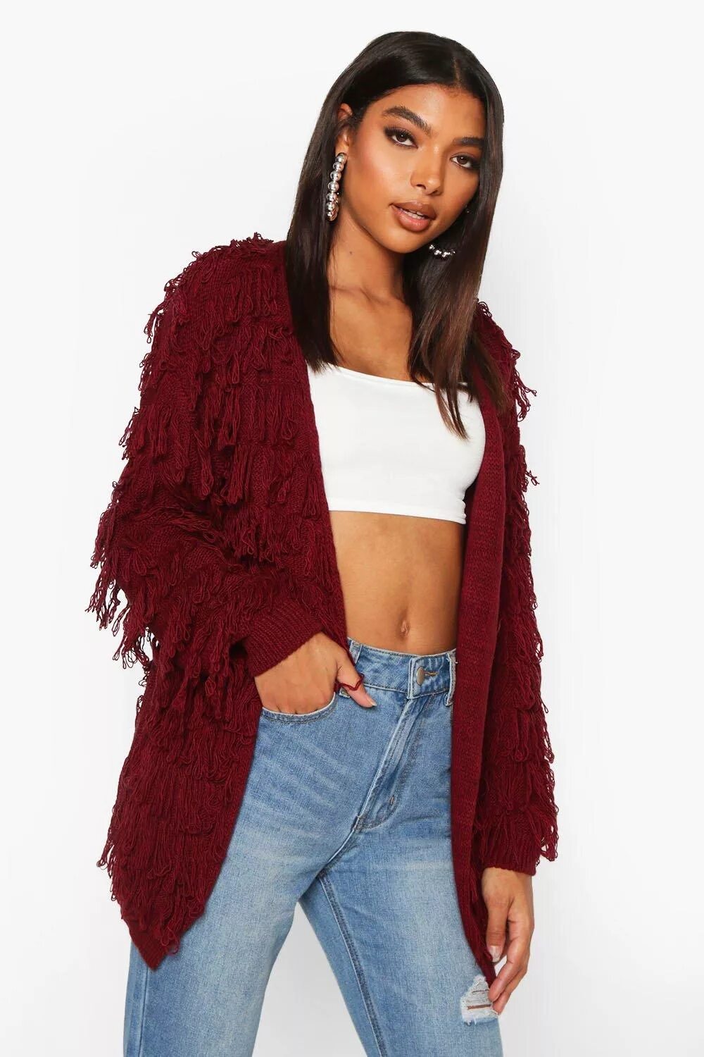 кардиган с бахромой