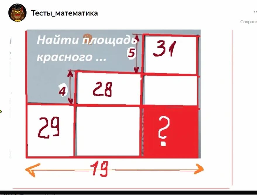 Площадь красных прямоугольников. Площадь красных прямоугольников