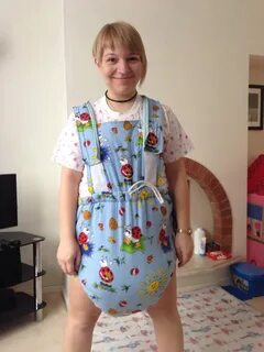 ABDL Pin on Ab clothes Cuddlz Satin Sissy Blue or Pink ABDL Waddle Diaper f...
