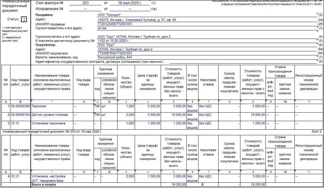 УПД универсальный передаточный документ пример. УПД статус 2 образец заполнения без НДС. Пример счет фактуры без НДС образец заполнения. Статус передаточный документ 2 в УПД.